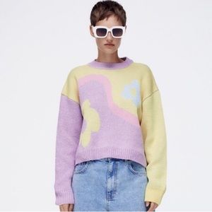 Zara Purple & Yellow Flower Sweater
